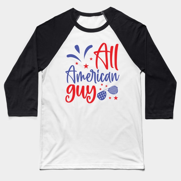 All American Guy Baseball T-Shirt by Sohidul Islam